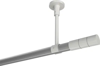 Produktbild von Interdeco Gardinenstange / Vorhangstange Silbergrau / Weiß, Typ Sonette Elanto (Rillenzylinder) ohne Ringe, Deckenmontage, 20 mm Ø 1-läufig, 600 cm