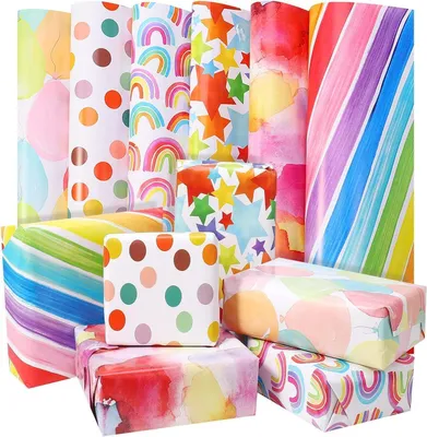 Obrázek produktu pro sada 6 balicích papírů narozeniny Vánoce děti Recyklovatelný papír pro kutily 70x50cm