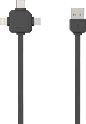 Obrázok produktu pre Allocacoc 66.9003BK, 1,5 m, USB A, USB C/Micro-USB B/Lightning, Samec/samec, Čierna
