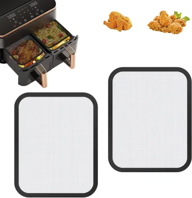 Productafbeelding van Spatbescherming Airfryer - Vetvanger Rooster - Airfryer Schoonhouden - Fijnmazig Roestvrij Staal - 2 stuks - Zwart