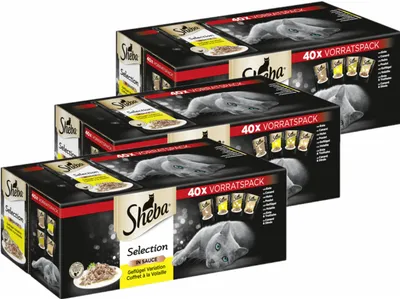 Produktbild von SHEBA® Selection Katzenfutter Nassfutter in Sauce Geflügel Variation 3 x 40 x 85g