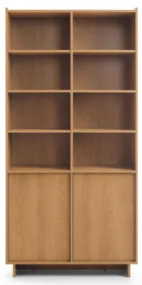 Produktbild von Bücherregal SUNA 98 cm hoch Standregal Karamell Eiche 2 Türen Push-To-Open