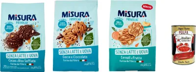 Produktbild von Testpaket Misura Privolat Kekse Ohne Milch und Eier | Buscuits cookies 3x Packung mit 290g + Italian gourmet polpa 400g