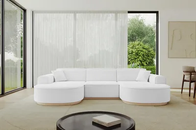 Produktbild von ALTDECOR Ecksofa in U-Form  MARI-U1-v1 -303x171x83 cm Weiß -  Corner Sofa Bett Eckcouch Couch L-Form Wohnlandschaft Cauchsofa