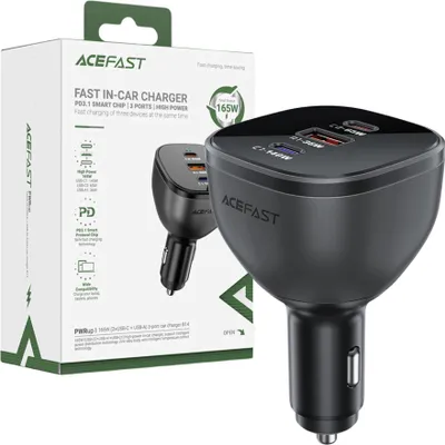 Immagine prodotto di Caricabatterie per auto Acefast B14 165W 2X Usb-C 1X Usb-A - Nero
