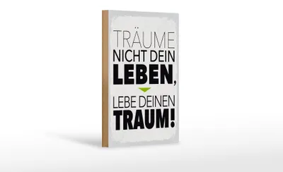 Produktbild von Holzschild  Leben lebe deinen Traum, 18x12 cm, Holzschilder Spruch Glück Weisheit