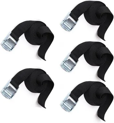 Produktbild von Famanu Spanbänder mit Ratsche - 5 Stück - 1 Meter - Befestigungsriemen - Schwarz - Clipschluss