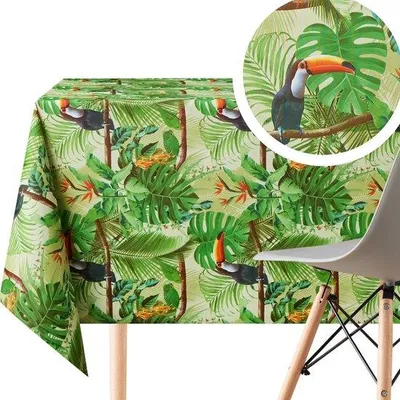 Immagine prodotto di Runner da tavola rettangolare idrorepellente - 200 x 140 cm - motivo tropicale