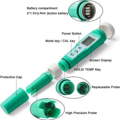 Zdjęcie produktu dla 10 w 1 PH/EC/TDS/ORP/H2/Fertile/Salinity/S.G/M��/Temp Miernik jakości wody Cyfrowy tester wielofunkcyjny do akwariów