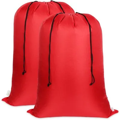 Obrázok produktu pre Veľké, odolné červené vrecia na bielizeň, balenie po 2 ks, prenosné, 92 x 120 cm