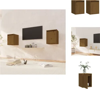 Produktbild von vidaXL Wandschränke 2 Stk. Honigbraun 30x30x40 cm Massivholz Kiefer -  Wandregale