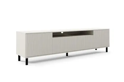 Produktbild von TV-Schrank 200 cm, Fernsehtisch, Lowboard, Cashmere, Cashmere Lamellenfronten, Cashmere Metallfüße Capri Premium