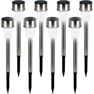 Image de DEUBA® Lampes solaires de Jardin Lot de 8 lumières solaires LED acier inoxydable Jardin Allée Terrasse