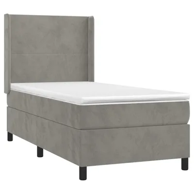 Obrázek produktu pro vidaXL Postel Boxspring s matrací Light Grey 100x200 cm Velvet