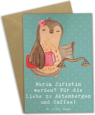 Produktbild von Mr. & Mrs. Panda Glückwunschkarte Juristin Liebe - Meeresbrise - Geschenk, Jura, Kaffee, Grußkarte, Geschenke für Berufstätige, Berufe, juristische Beratung, dankeskarten