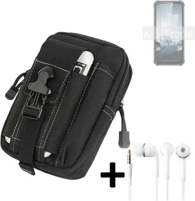 Produktbild von K-S-Trade Gürteltache + Kopfhörer kompatibel mit Oukitel WP22 Gürtel Tasche Holster Schutz Hülle Handy Hülle  schwarz inkl. Extrafächer