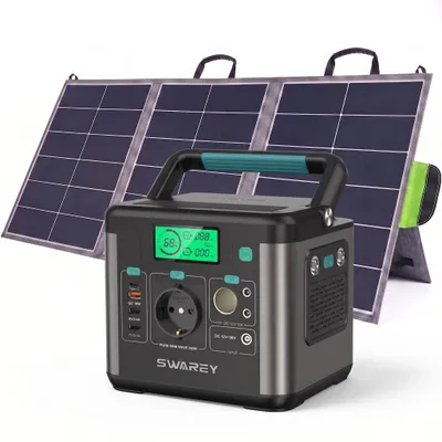 Immagine prodotto di Centralina portatile da 333 Wh con caricabatterie e pannello solare da 100W, centralina solare da 350W (potenza di picco 700W), sistema di accumulo di energia