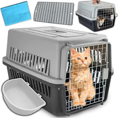 Produktbild von Hundebox Auto Rückbank Transportbox Katze Katzentransportbox Transportbox Kaninchen Katzenkorb Transport Hundetransportbox Reisebox Grau Retoo