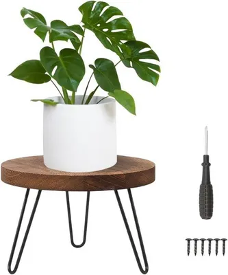 Productafbeelding van Famanu bloempotstandaard, rond, 25 x 17 cm, hoge draagkracht, ideaal voor verschillende potgroottes, decoratieve plantenstandaard