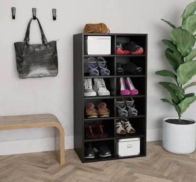 Produktbild von Schuhregal Schwarz 54x34x100,5 cm Holzwerkstoff , Schuhregale Design 2024