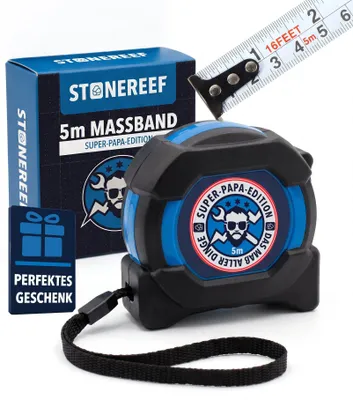 Produktbild von Maßband 5 m – Vatertagsgeschenk für Papa – Robustes Bandmaß mit Gummierung – Werkzeug-Geschenk für Heimwerker & Handwerker – Schwarz – Geschenkidee