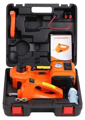 Produktbild von Elektrischer Wagenheber - Hydraulischer 5T Autoheber - Schlagschrauber - Integrierter Luftkompressor - LED-Licht - Für SUV Limousine LKW - Orange