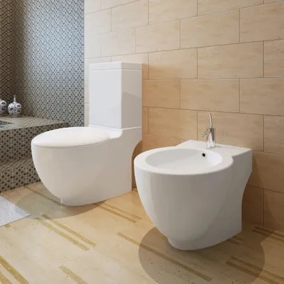 Produktbild von vidaXL Toilette und Bidet Set Wei? Keramik