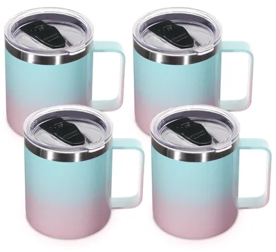 Image de Gobelets isothermes en acier inoxydable de 14oz avec couvercle, lot de 4