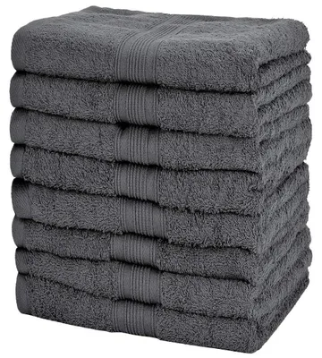 Immagine prodotto di Asciugamano set 8 pezzi - 50 x 100 cm - 100% cotone - Grigio antracite - Oeko-Tex