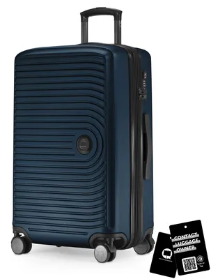 Immagine prodotto di Medium - valigia media + targhetta digitale, valigia da viaggio espandibile trolley da check-in 90L dimensioni cintura 158 cm doppie ruote trolley TSA, blu scuro