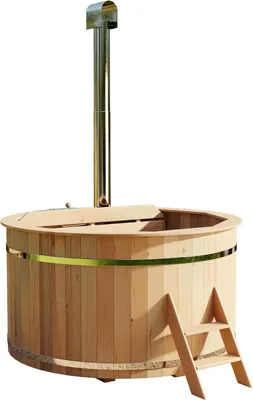 Produktbild von FinnTherm Holz Badefass Bergen Ø 160 cm inkl. Ofen, Einstiegsleiter & Bänke