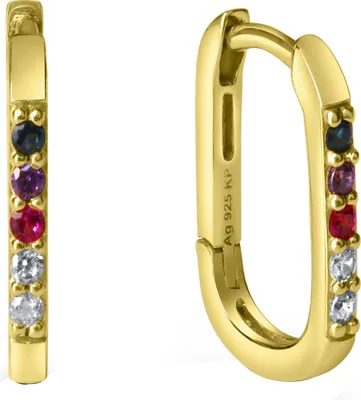 Produktbild von V Creolen 925/- Sterling Silber 1,5cm gelb Zirkonia bunt 341210022V