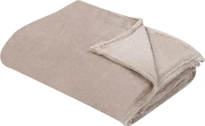 Zdjęcie produktu dla BELIANI Koc beżowy poliester 150 x 200 cm miękki nowoczesna narzuta na łóżko dekoracyjna