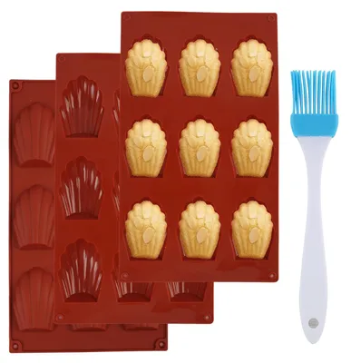 3er-Set Silikon-Madeleineformen, Muschelform, BPA-frei, antihaft, -60 bis 240 °C