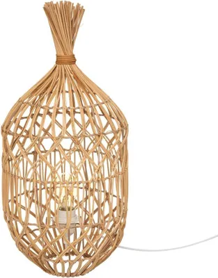Productafbeelding van Tafellamp Rotan - Natuurlijke Lamp - Sfeerverlichting Creëren - Metalen Frame - 55 cm Hoog - Beige