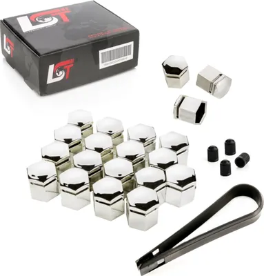 Produktbild von 20x Radschraube Abdeckkappen 17 mm chromfarben für CITROEN PEUGEOT DACIA RENAULT
