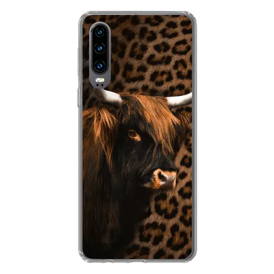 Produktbild von MuchoWow® Handyhülle Schutzhülle Hülle für Huawei P30 Schottischer Highlander - Pelz - Pantherdruck Silikon Softcase Handy Hülle - Kartenbesitzer