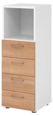 Zdjęcie produktu dla bümö smart Kombinacja szuflad – 4 szuflady – wykończenie: białe/orzech