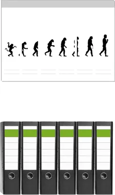 Produktbild von Wallario 6 Stück breite Ordner inkl. Klebeetiketten mit Motive Evolution - Die Entwicklung des Menschen -  Set mit Rückenschildern / Ordnerrücken Stickern