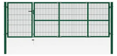 Produktbild von Gartentor mit Pfosten 350x100cm Stahl Grün