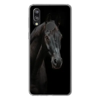 Produktbild von MuchoWow® Handyhülle Schutzhülle Hülle für Huawei P20 Lite (2020) Pferd - Nutztier - Schwarz Silikon Softcase Handy Hülle - Kartenhalter