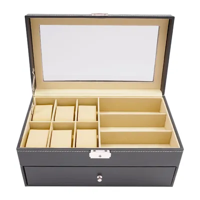 Obrázek produktu pro 9+6 slotů Watch Box Pouzdro na hodinky a brýle pro uložení hodinek