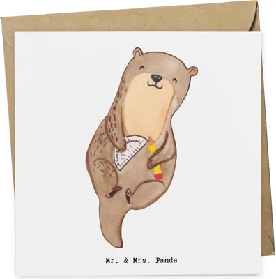 Produktbild von Mr. & Mrs. Panda Grußkarte Technischer Produktdesigner Herz - Weiß - Geschenk, faltkarte, doppelkarte, Klappkarte, Glückwunschkarte, anlasskarte