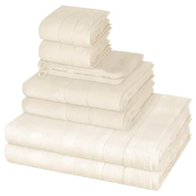Produktbild von Cawö Noblesse 2 X Wasch- 2 X Gäste- 2 X Dusch- 2 X Handtuch im Set Extraflauschige Veloursstreifen, Hochwertige Baumwollqualität, Pflegeleicht und trocknergeeignet 8er Set