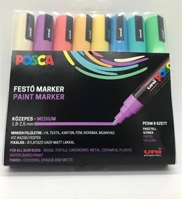Obrázek produktu pro Akrylový popisovač "Posca PC-5M", 8 pastelových barev, sada, 1,8-2,5 mm, UNI 2UPC5MPASZTELL
