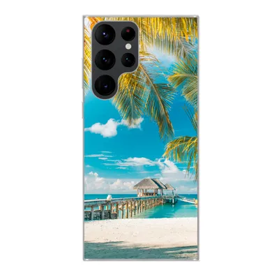 Produktbild von MuchoWow® Handyhülle Schutzhülle Hülle für Samsung Galaxy S22 Ultra Tropisch - Strand - Palme Silikon Softcase Handy Hülle - Abbildung