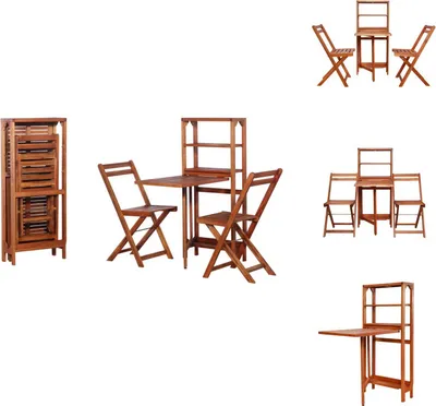 Immagine prodotto di vidaXL Set bistrot 3 pezzi pieghevole in legno massiccio di acacia - Set di mobili da giardino