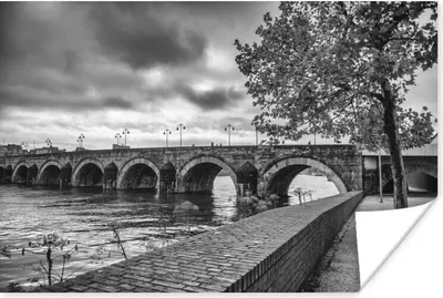 Produktbild von MuchoWow® Poster Brücke - Maastricht - Schwarz - Weiß 60x40 cm - Schlafzimmerdekoration
