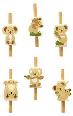 Image de 12 décorations en papier pour pailles « koala » de 3,5 cm -