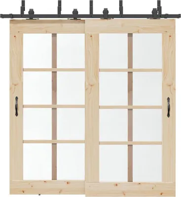 Immagine prodotto di vidaXL Set di accessori per porte scorrevoli 213,5 cm acciaio nero